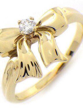 Tiffany & Co Ring Bow Ribbon Motif Point Diamond 18K Yellow Gold